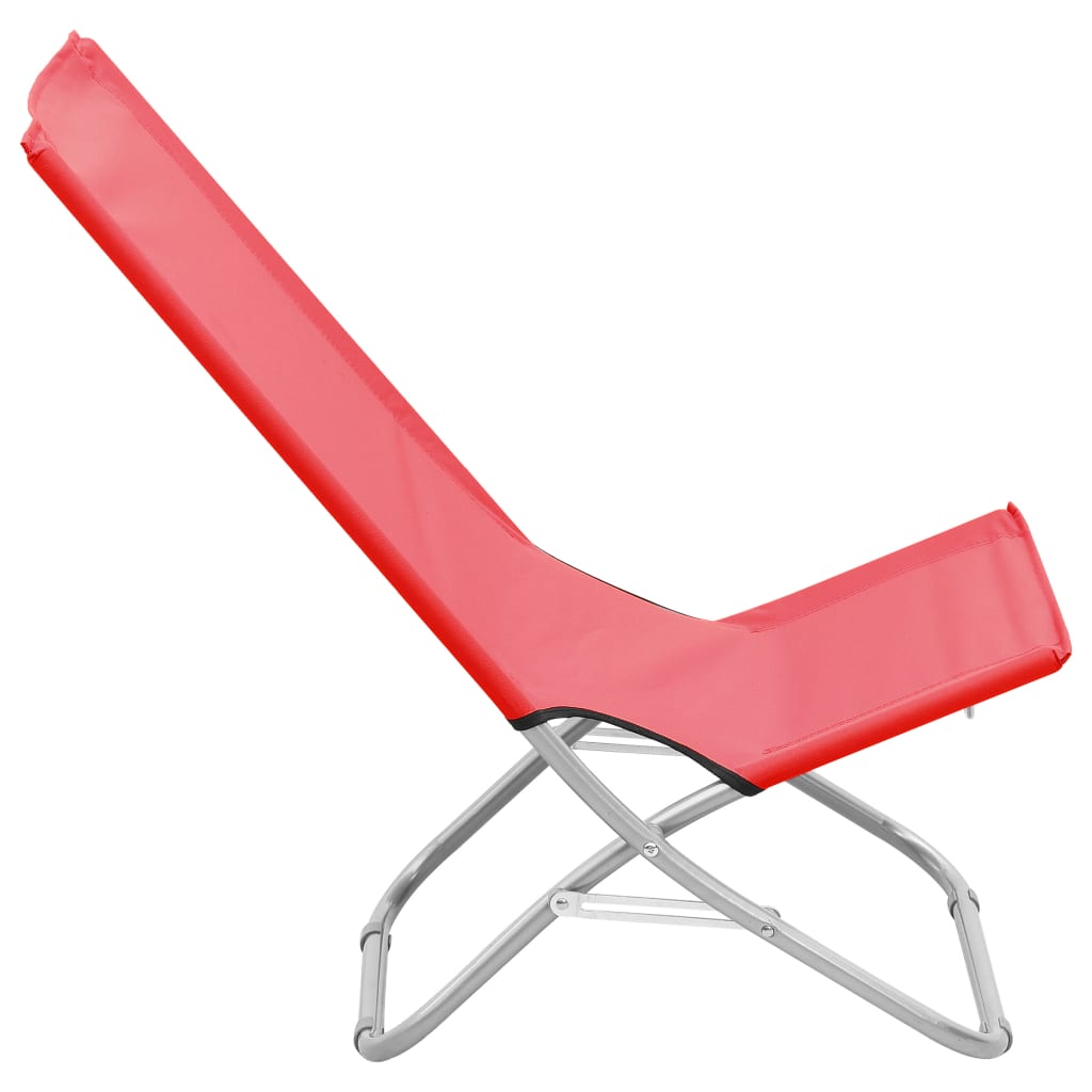 Sedie Da Spiaggia Pieghevoli 2 Pz In Tessuto Rosso - Image 4