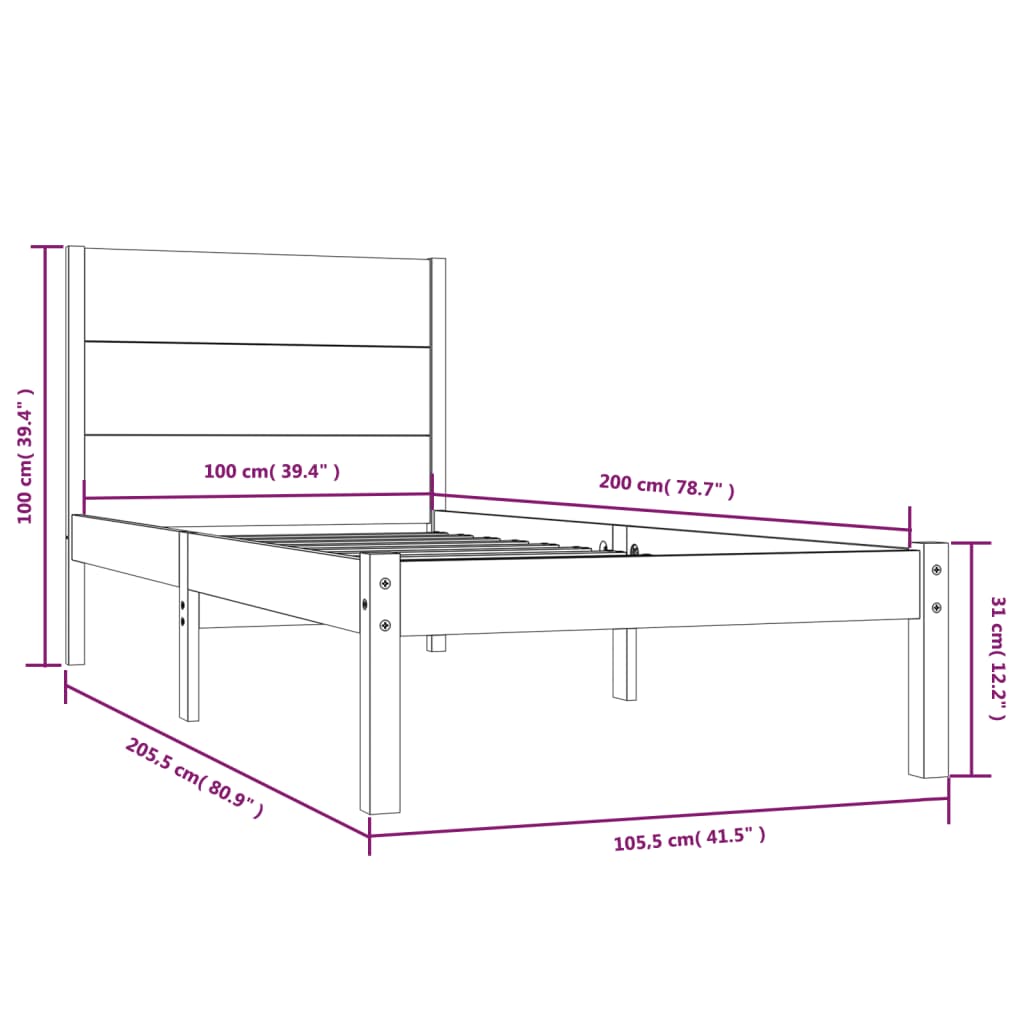 Giroletto Senza Materasso Bianco 100x200 Cm Legno Massello Pino - Image 6