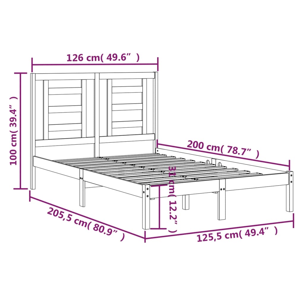 Giroletto Senza Materasso Bianco 120x200 Cm Legno Massello Pino - Image 6