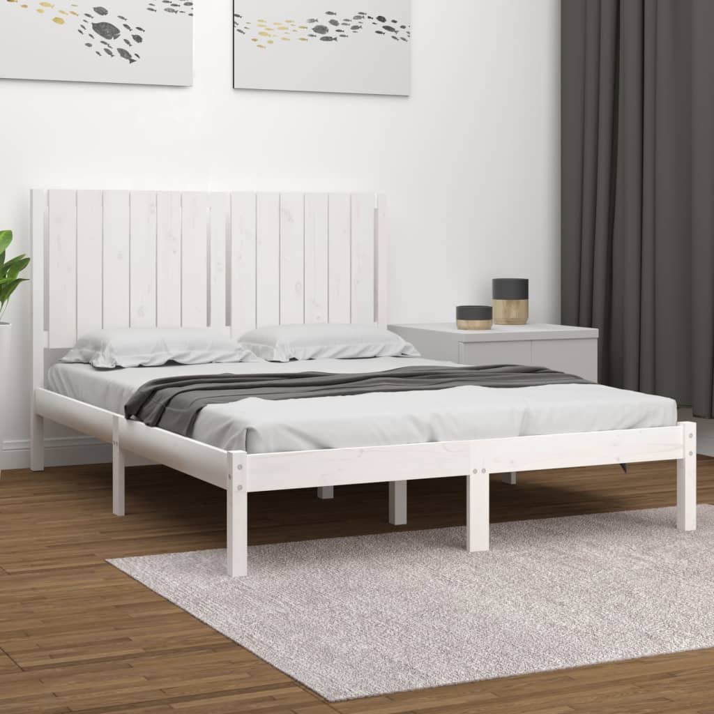 Letto Senza Materasso Bianco 140x190 Cm Legno Massello Di Pino