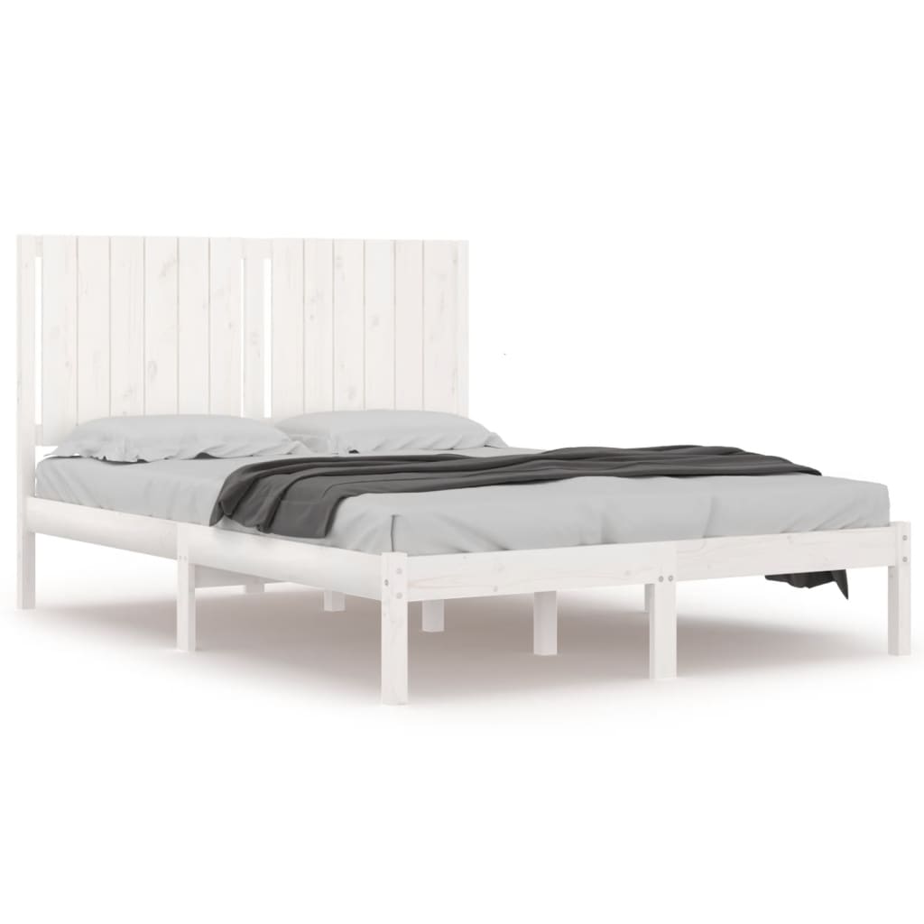 Letto Senza Materasso Bianco 140x190 Cm Legno Massello Di Pino - Image 2