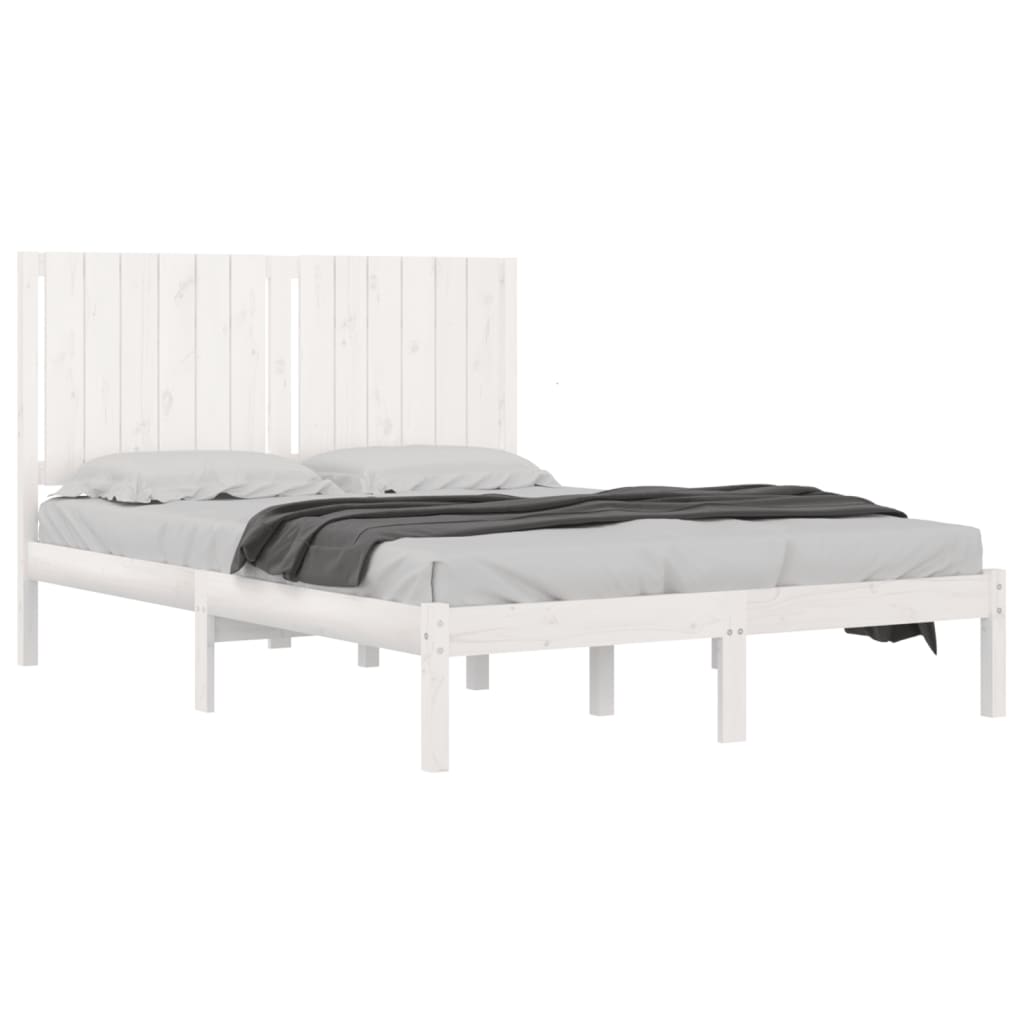 Letto Senza Materasso Bianco 140x190 Cm Legno Massello Di Pino - Image 3