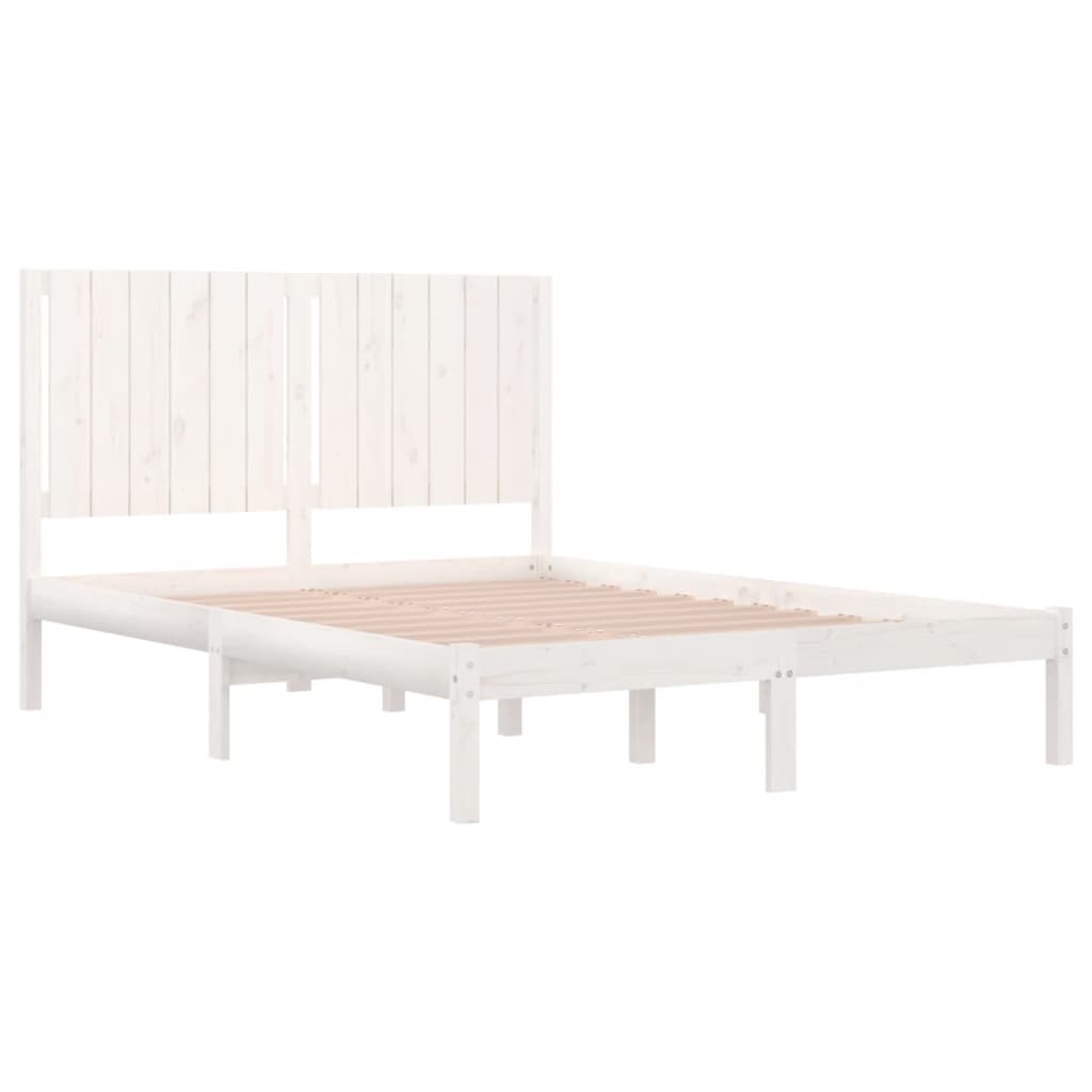 Letto Senza Materasso Bianco 140x190 Cm Legno Massello Di Pino - Image 4