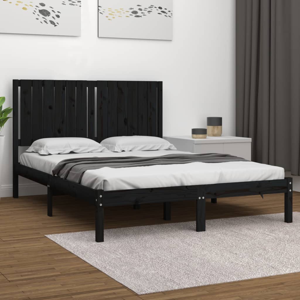 Giroletto Nero In Legno Massello Di Pino 140x190 cm