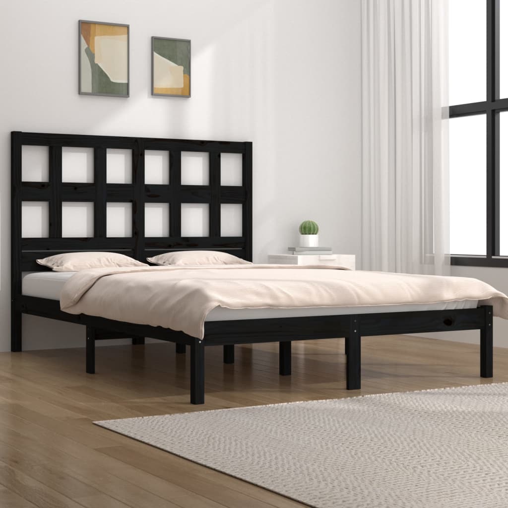 Giroletto Nero In Legno Massello Di Pino 140x190 cm