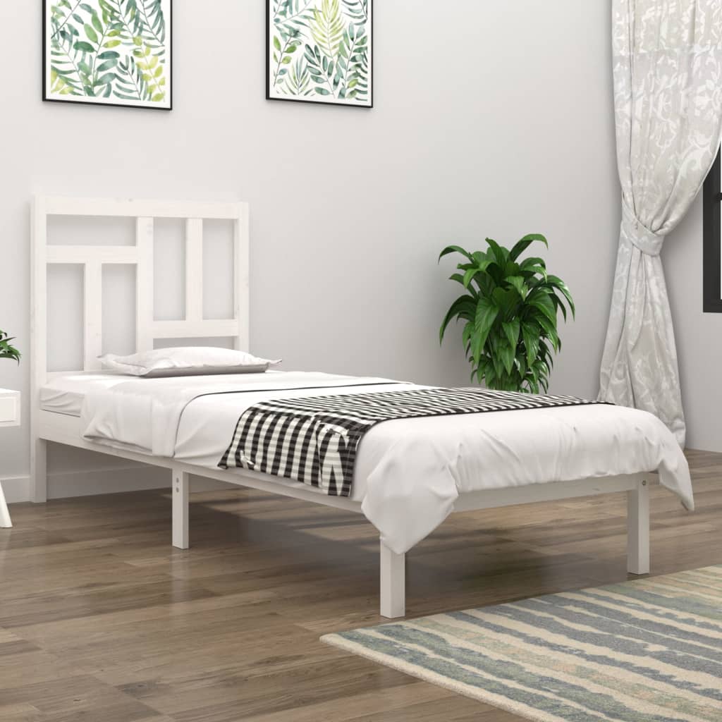 Giroletto Senza Materasso Bianco 90x200 Cm Legno Massello Pino