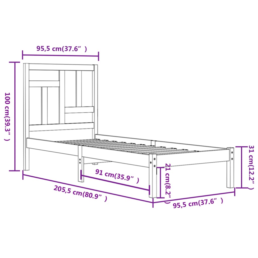 Giroletto Senza Materasso Bianco 90x200 Cm Legno Massello Pino - Image 6