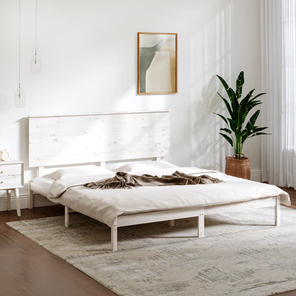 Giroletto Bianco In Legno Massello 150x200 Cm King Size