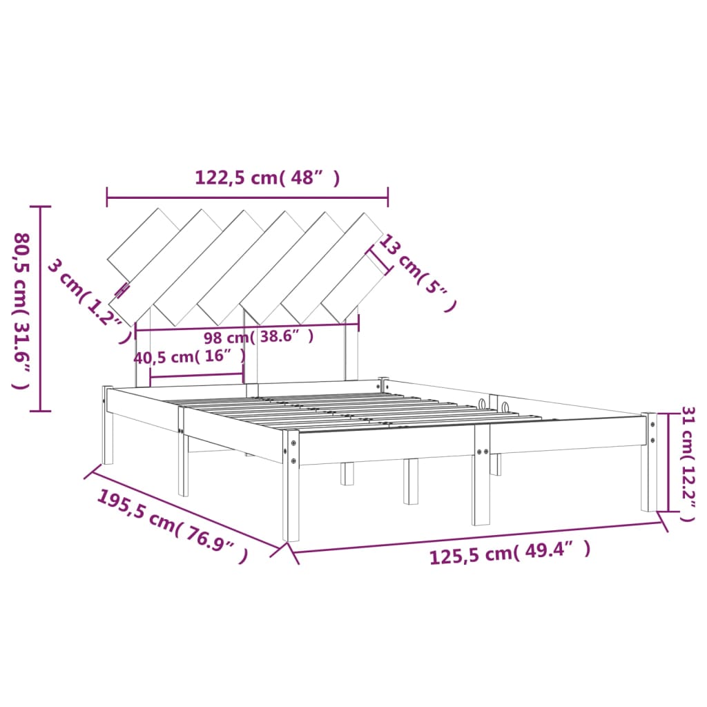 Giroletto Bianco 120x190 Cm Small Double In Legno Massello - Image 6