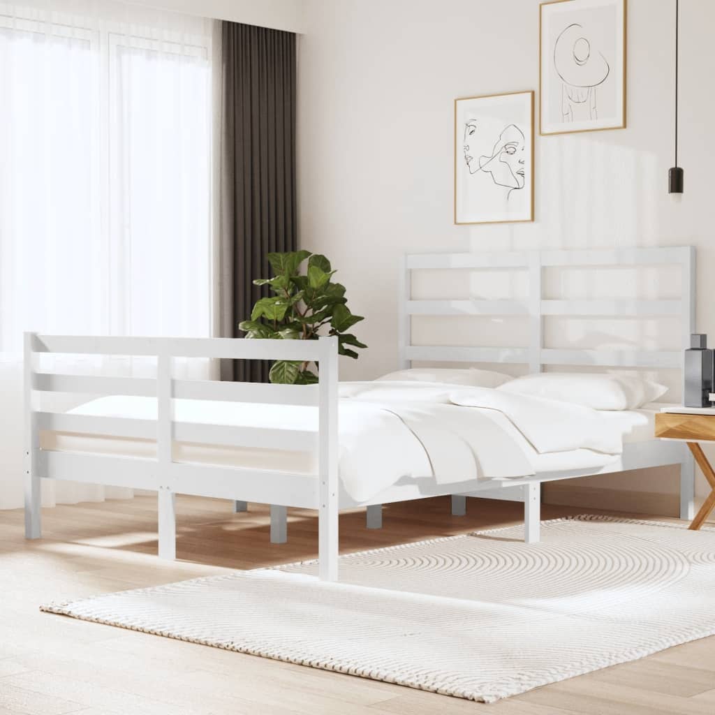 Giroletto Bianco Legno Massello Di Pino 120x190cm Small Double