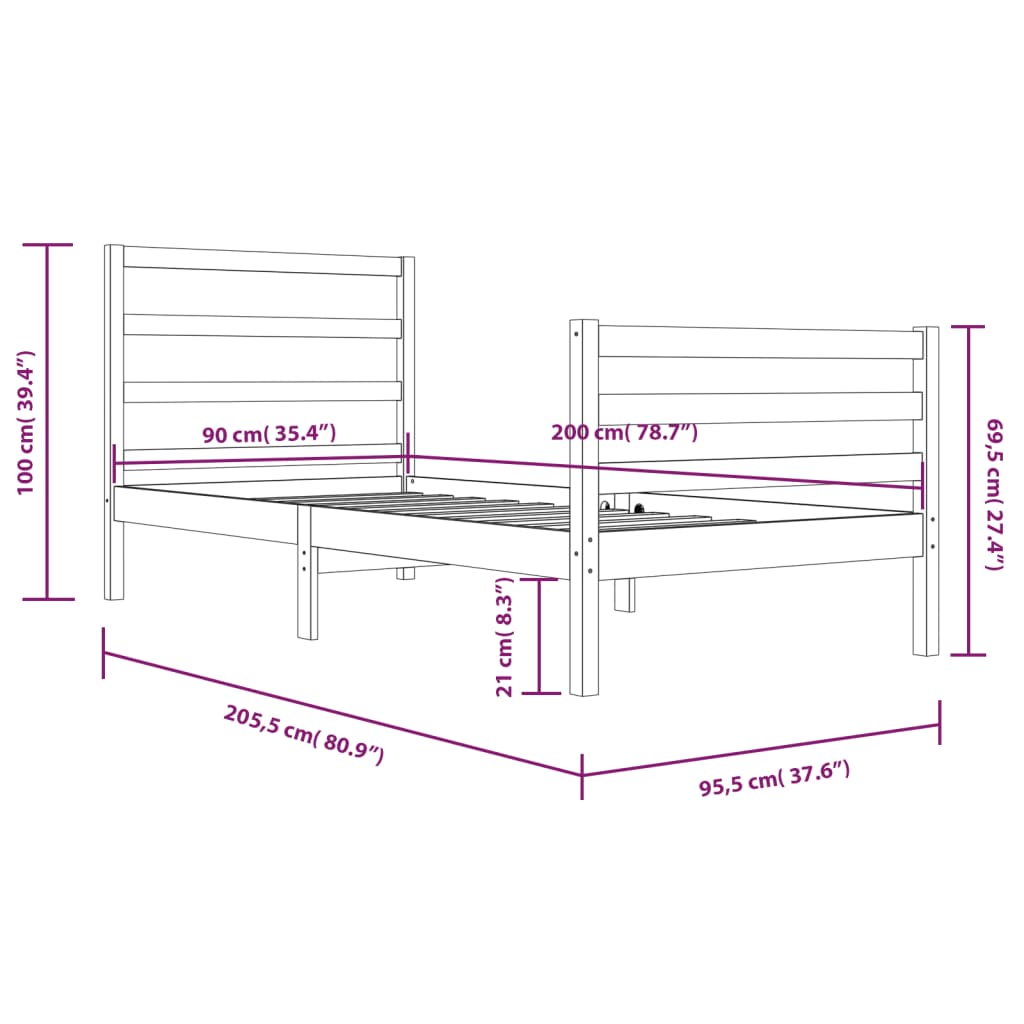 Giroletto In Legno Massello Di Pino 90x200 cm - Image 6