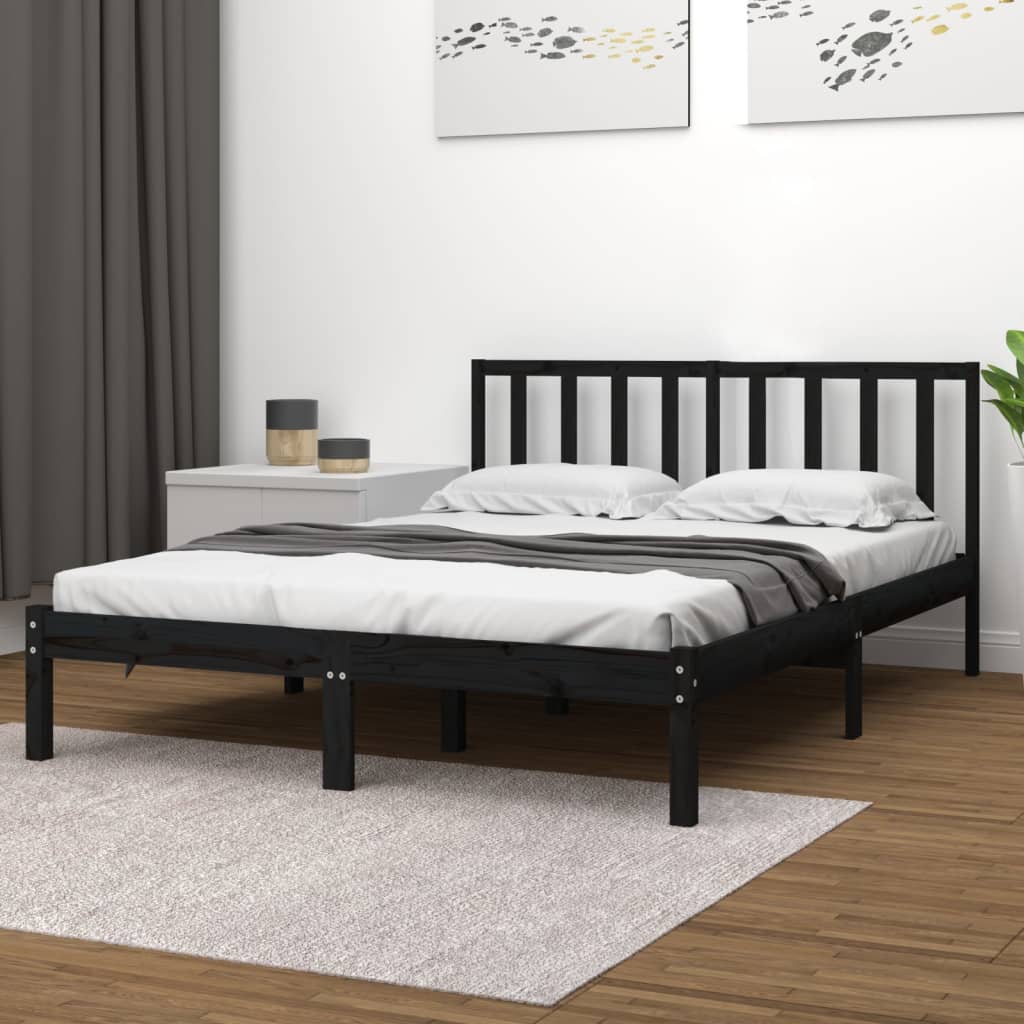 Giroletto Nero In Legno Massello Di Pino 140x190 cm