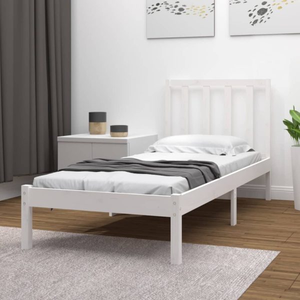 Giroletto Bianco In Legno Massello Di Pino 90x190 Cm Single