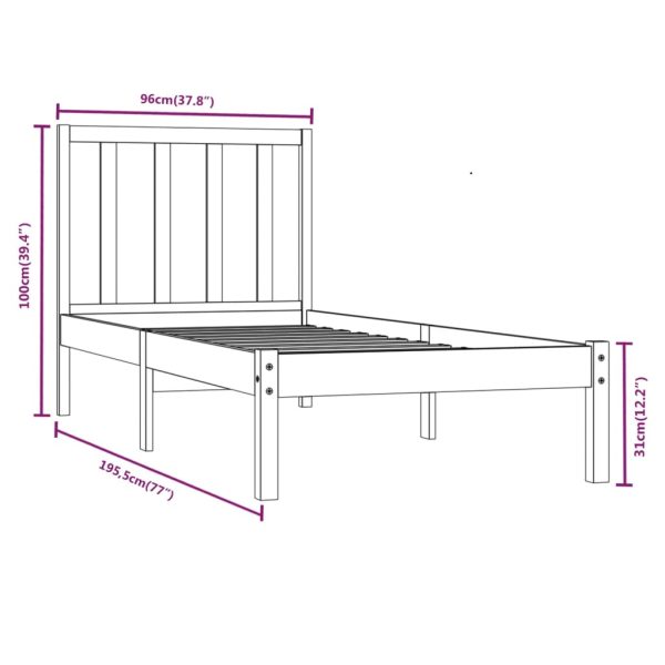 Giroletto Bianco In Legno Massello Di Pino 90x190 Cm Single - Image 6