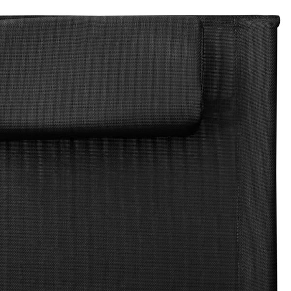 Lettino Prendisole In Textilene Nero E Grigio - Image 6