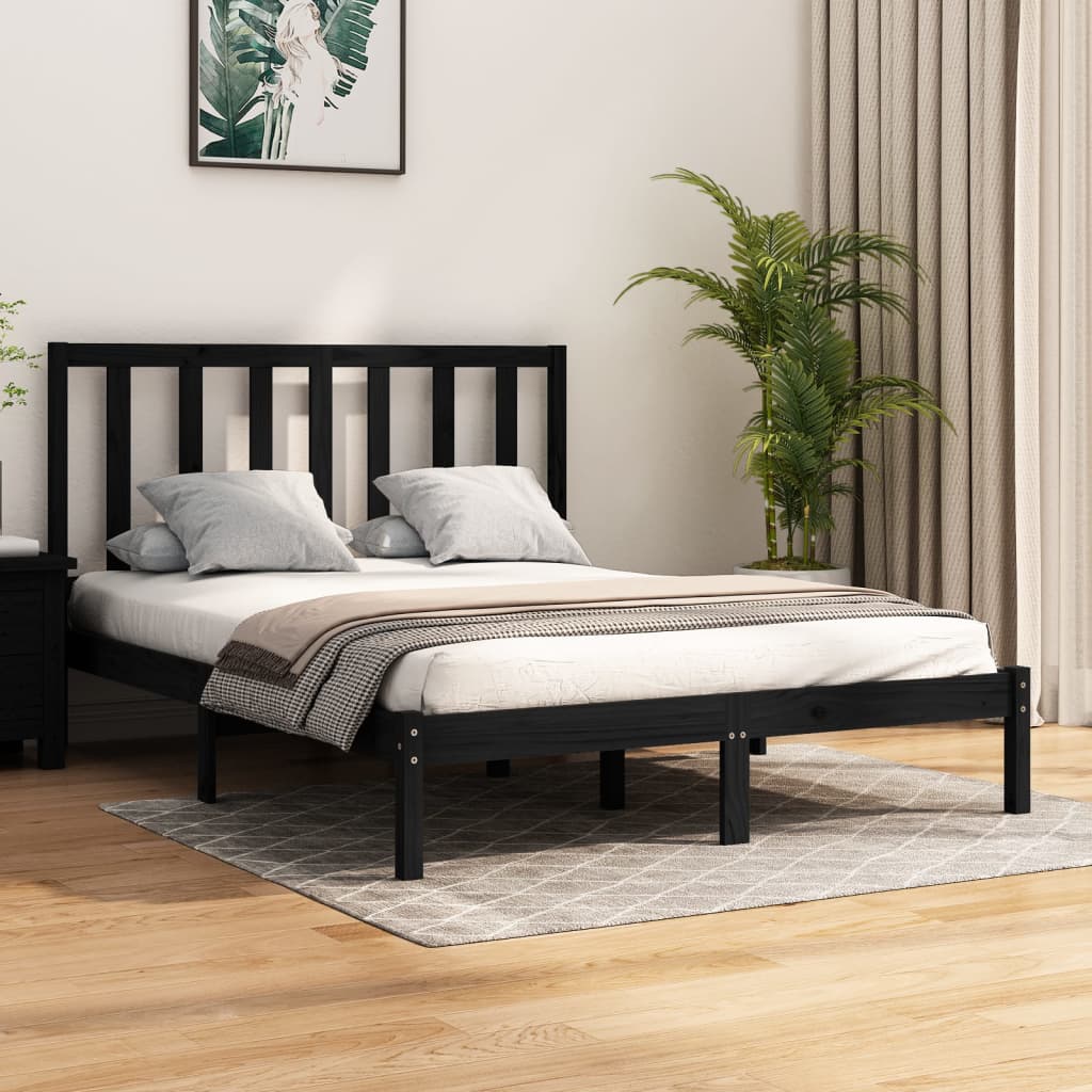 Giroletto Nero In Legno Massello Di Pino 140x190 cm