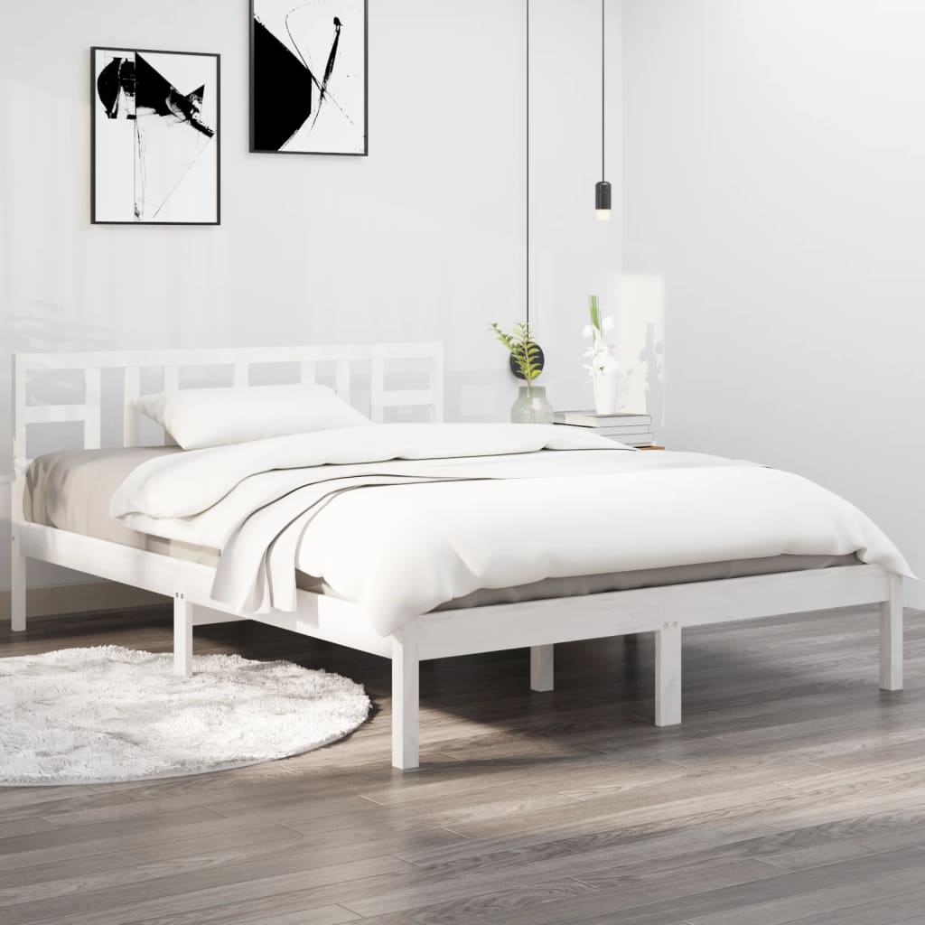 Giroletto Bianco In Legno Massello 120x190 Cm Small Double