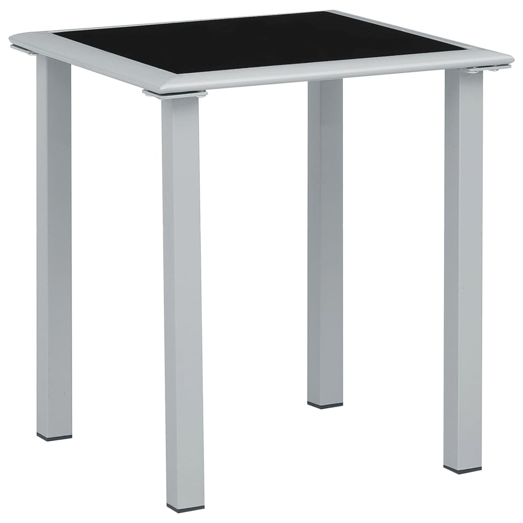 Tavolo Da Giardino Nero E Argento 41x41x45 Cm In Acciaio E Vetro