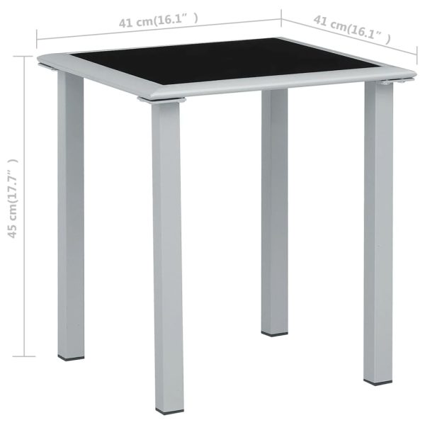 Tavolo Da Giardino Nero E Argento 41x41x45 Cm In Acciaio E Vetro - Image 4