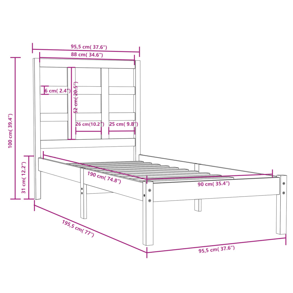 Giroletto In Legno Massello 90x190 Cm Single - Image 6