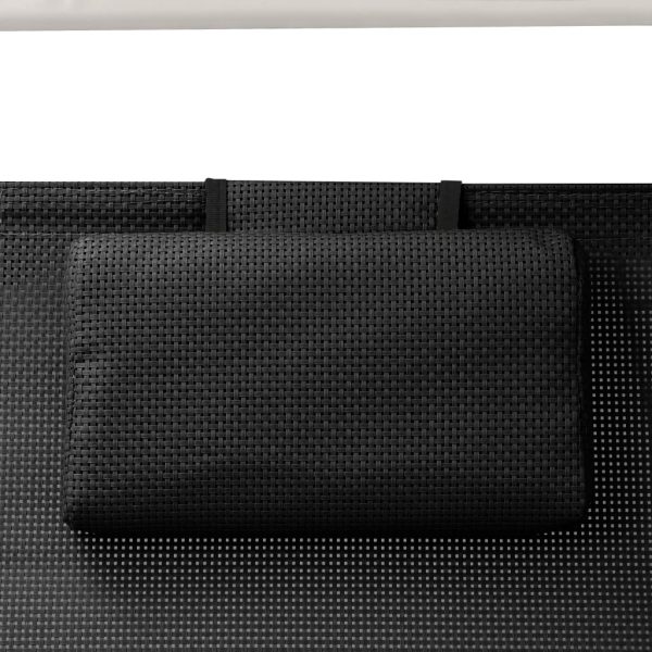 Lettino Prendisole Doppio Con Baldacchino In Textilene Nero - Image 5