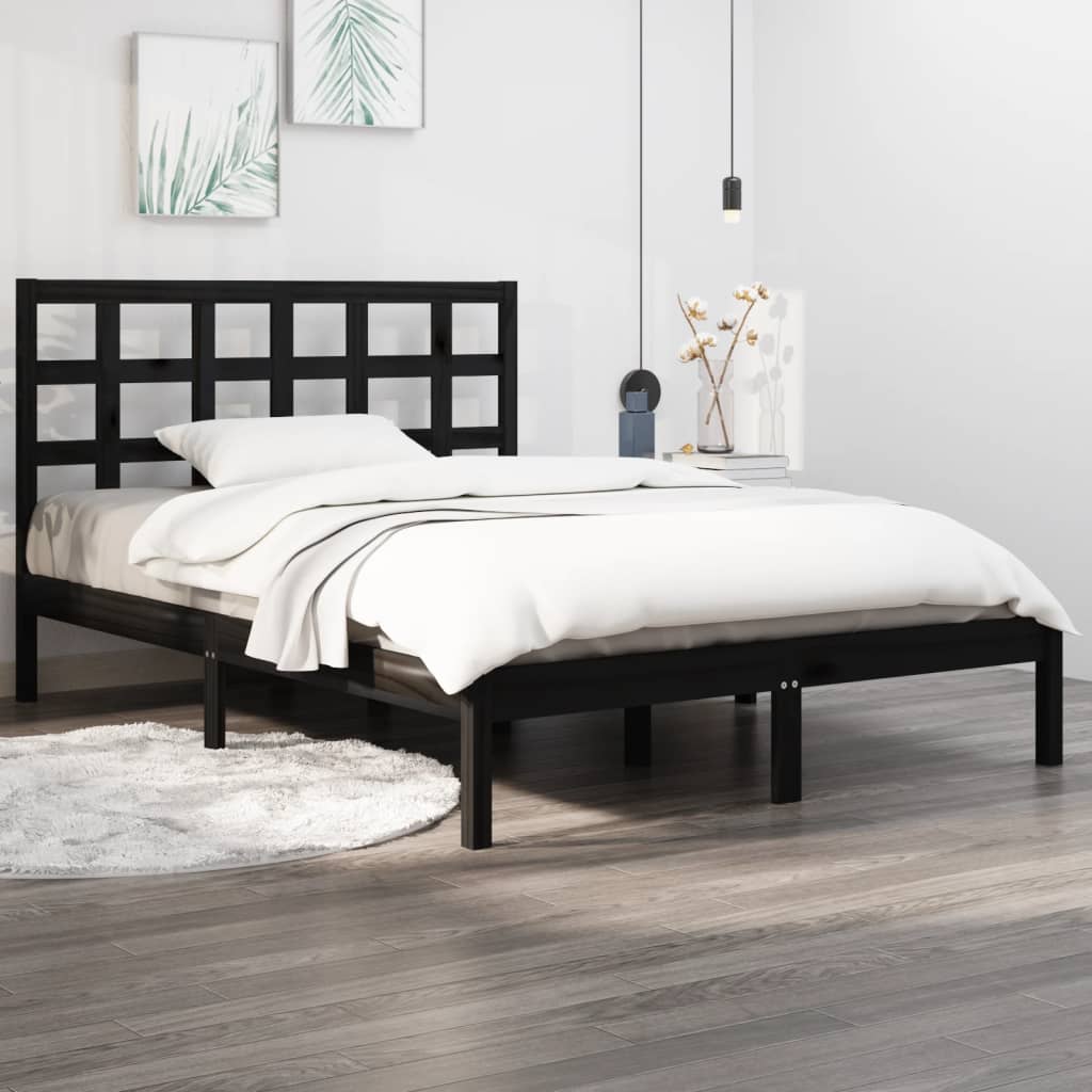 Giroletto Nero In Legno Massello 140x190 cm