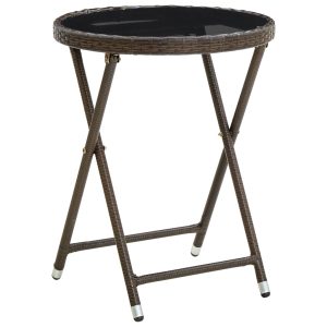 Tavolino Da Salotto Marrone 60 Cm Polyrattan E Vetro Temperato
