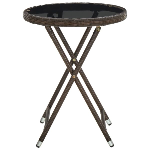 Tavolino Da Salotto Marrone 60 Cm Polyrattan E Vetro Temperato - Image 3
