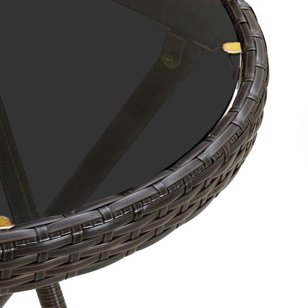 Tavolino Da Salotto Marrone 60 Cm Polyrattan E Vetro Temperato - Image 4