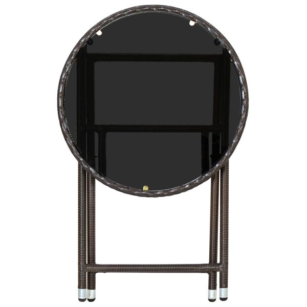 Tavolino Da Salotto Marrone 60 Cm Polyrattan E Vetro Temperato - Image 5