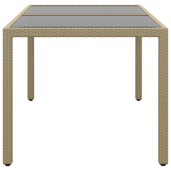 Tavolo Giardino 150x90x75cm Vetro Temperato Polyrattan Beige - Image 3