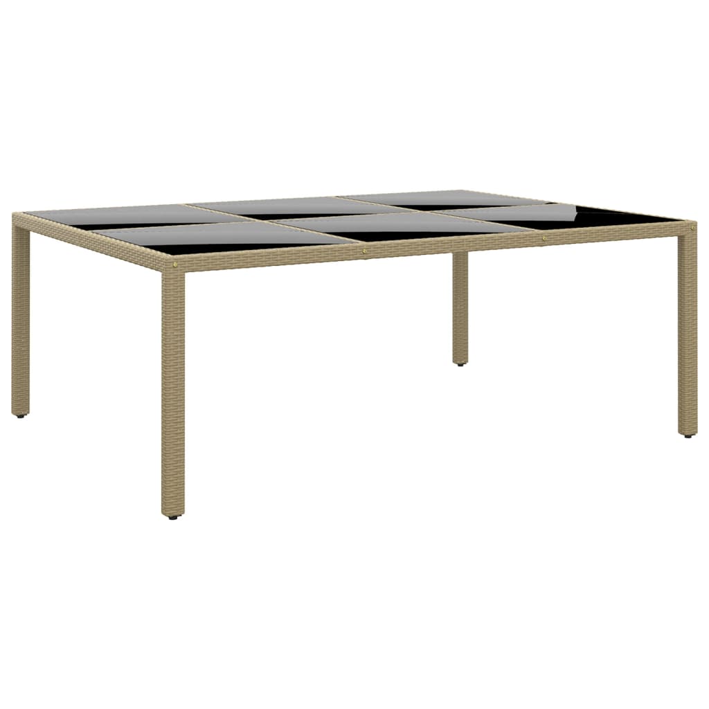 Tavolo Giardino 200x150x75 Cm Vetro Temperato Polyrattan Beige