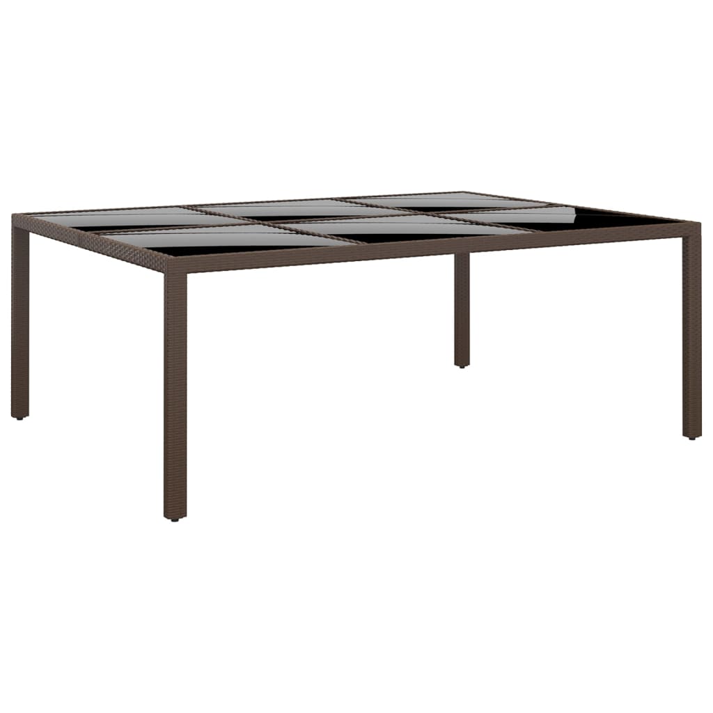 Tavolo Da Giardino Con Piano Vetro Marrone 200x150x75 Cm Rattan