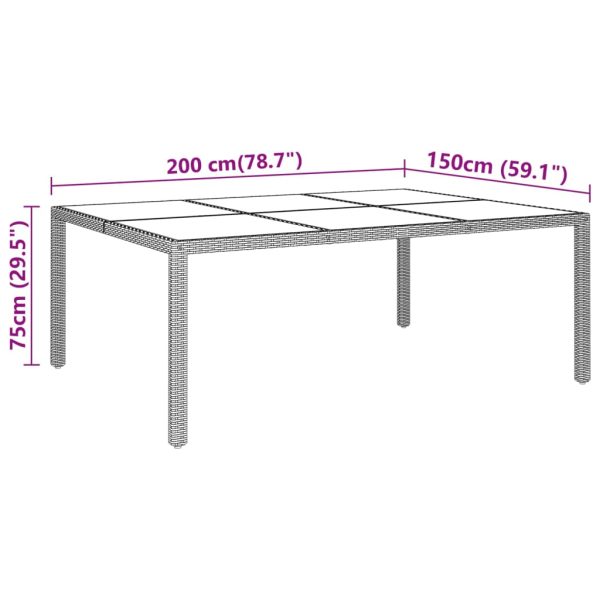 Tavolo Da Giardino Con Piano Vetro Marrone 200x150x75 Cm Rattan - Image 5