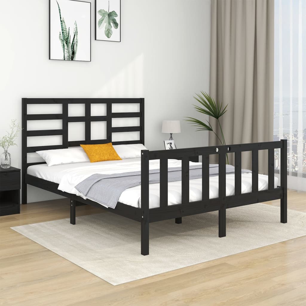 Giroletto Nero In Legno Massello 140x190 cm