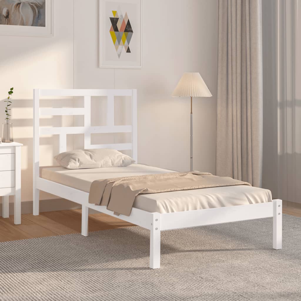 Giroletto Bianco In Legno Massello 90x190 Cm Single