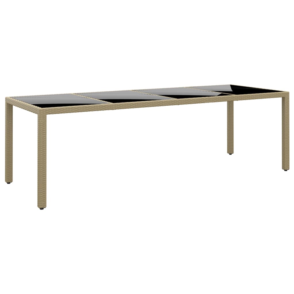 Tavolo Da Giardino Con Piano Vetro Beige In Polyrattan