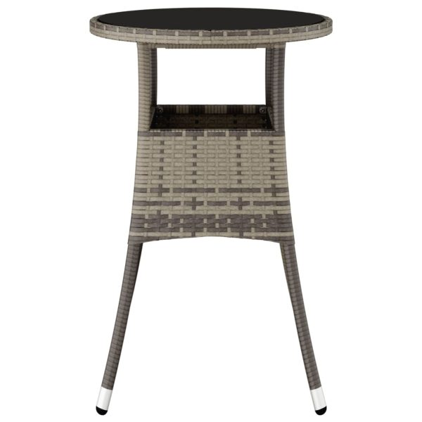 Tavolo Giardino Ø60x75 Cm Vetro Temperato E Polyrattan Grigio - Image 4