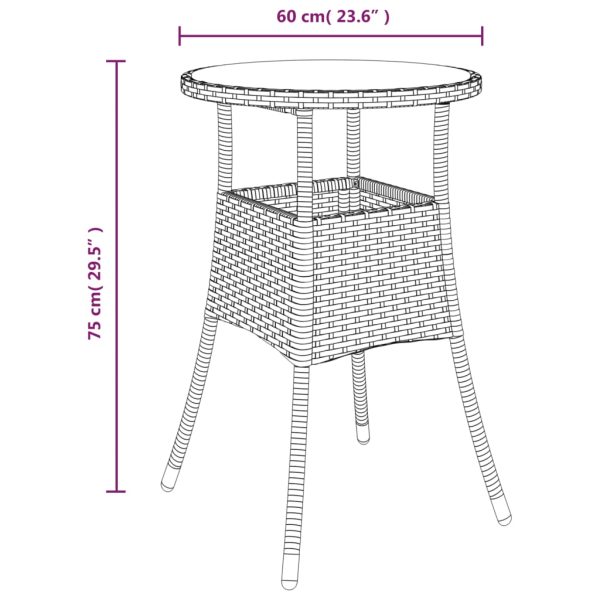 Tavolo Giardino Ø60x75 Cm Vetro Temperato E Polyrattan Grigio - Image 6
