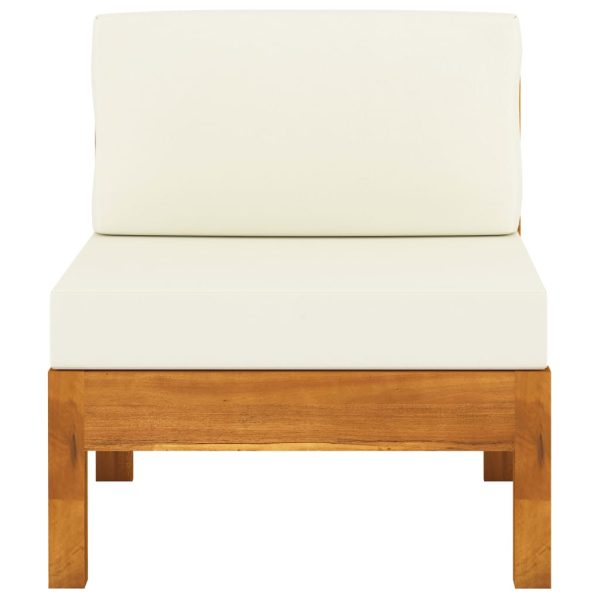 Divani Centrali 2 Pz Con Cuscini Bianco Crema Massello Acacia - Image 3