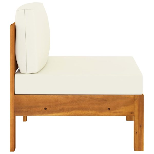 Divani Centrali 2 Pz Con Cuscini Bianco Crema Massello Acacia - Image 4