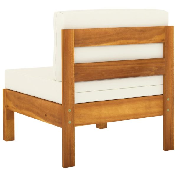 Divani Centrali 2 Pz Con Cuscini Bianco Crema Massello Acacia - Image 5