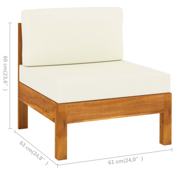 Divani Centrali 2 Pz Con Cuscini Bianco Crema Massello Acacia - Image 6