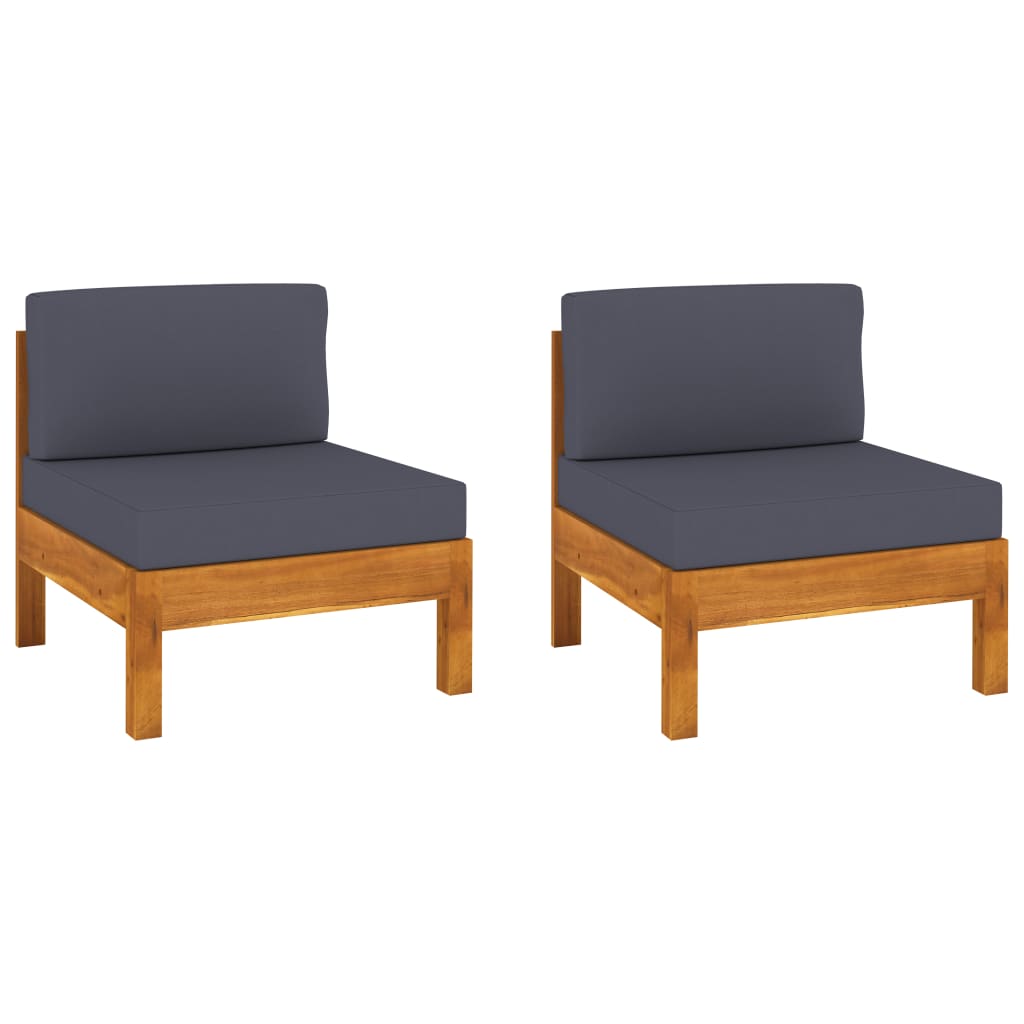 Divani Centrali 2 Pz Con Cuscini Grigio Scuro Massello Acacia