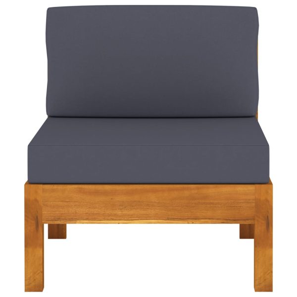 Divani Centrali 2 Pz Con Cuscini Grigio Scuro Massello Acacia - Image 3