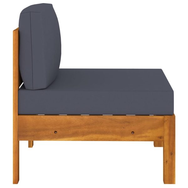 Divani Centrali 2 Pz Con Cuscini Grigio Scuro Massello Acacia - Image 4