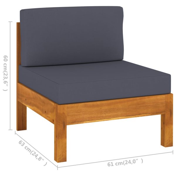 Divani Centrali 2 Pz Con Cuscini Grigio Scuro Massello Acacia - Image 6