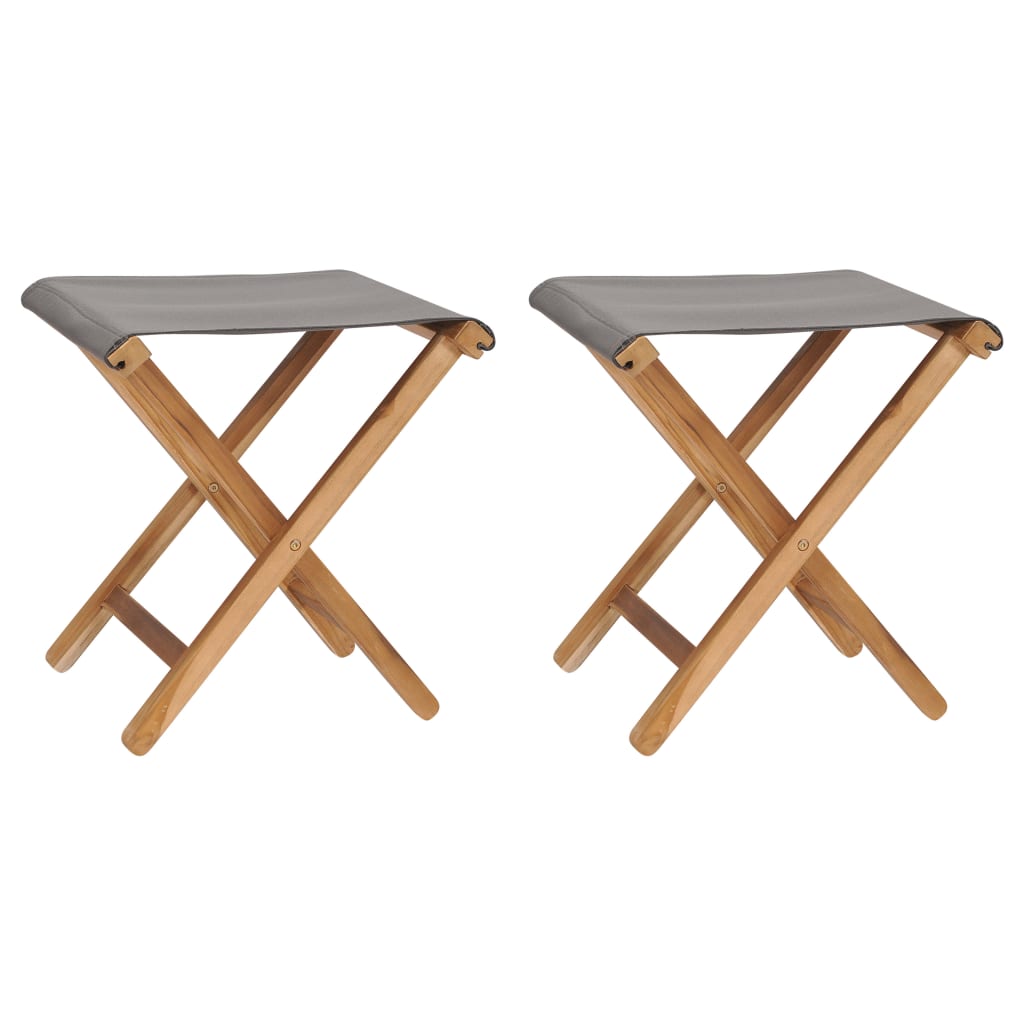 Sedie Pieghevoli 2 Pz In Legno Di Teak E Tessuto Grigio Scuro