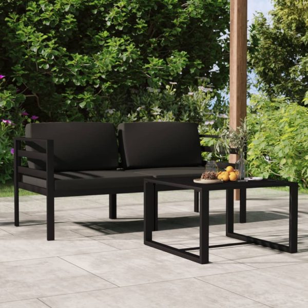 Set Divani Da Giardino 3 Pz Con Cuscini In Alluminio Antracite