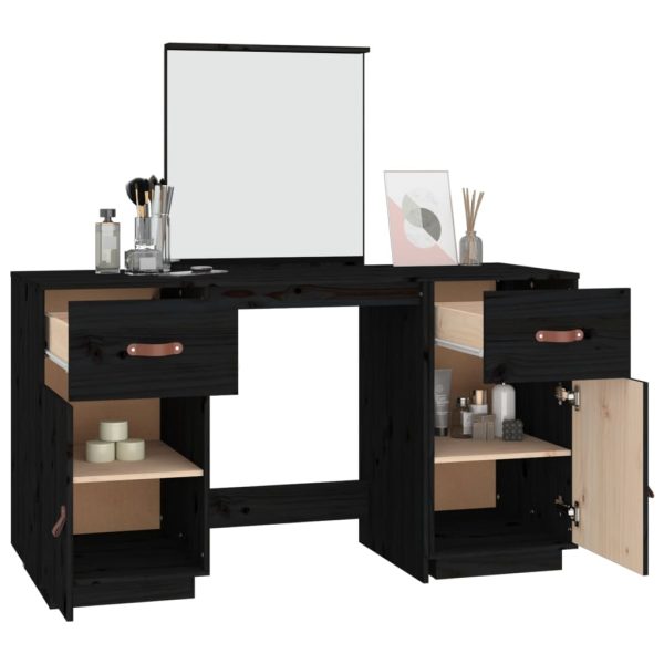 Set Toeletta Con Specchio Nero In Legno Massello Di Pino - Image 5